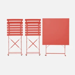 sweeek Set tavolo da giardino pieghevole in acciaio con 2 sedie, 70cm