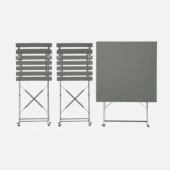 sweeek Set tavolo da giardino pieghevole in acciaio con 2 sedie, 70cm