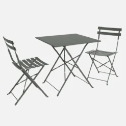 sweeek Set tavolo da giardino pieghevole in acciaio con 2 sedie, 70cm
