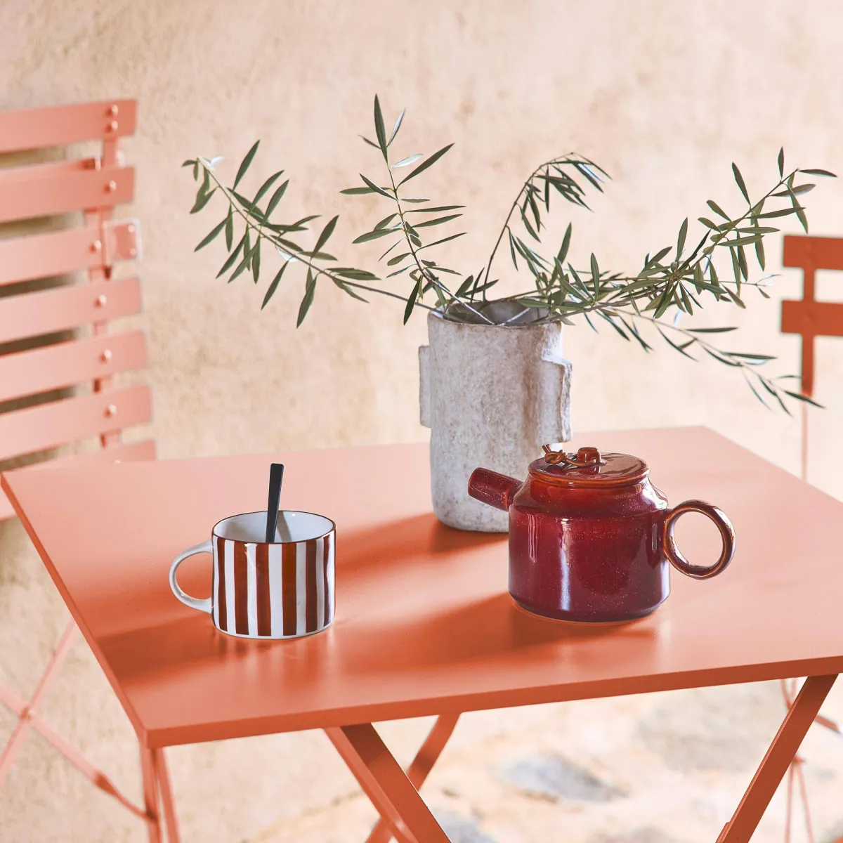 sweeek Set tavolo da giardino pieghevole in acciaio con 2 sedie, 70cm