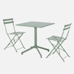 Set tavolo da giardino pieghevole in metallo con 2 sedie