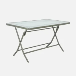 sweeek Set tavolo da giardino pieghevole in acciaio con 4 sedie