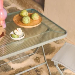 sweeek Set tavolo da giardino pieghevole in acciaio con 4 sedie