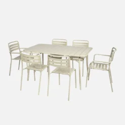 Set tavolo da giardino pieghevole in acciaio con 2 poltrone e 4 sedie, 140cm