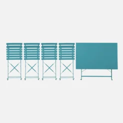 sweeek Set tavolo da giardino pieghevole in acciaio con 4 sedie, 110cm