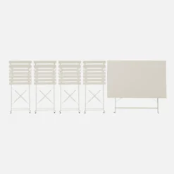 sweeek Set tavolo da giardino pieghevole in acciaio con 4 sedie, 110cm