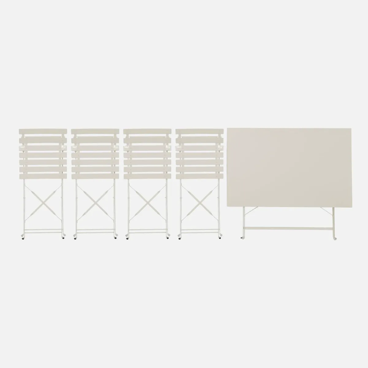 sweeek Set tavolo da giardino pieghevole in acciaio con 4 sedie, 110cm