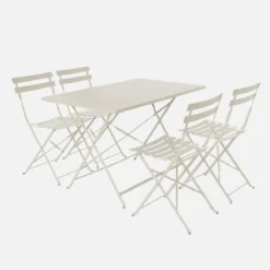 sweeek Set tavolo da giardino pieghevole in acciaio con 4 sedie, 110cm
