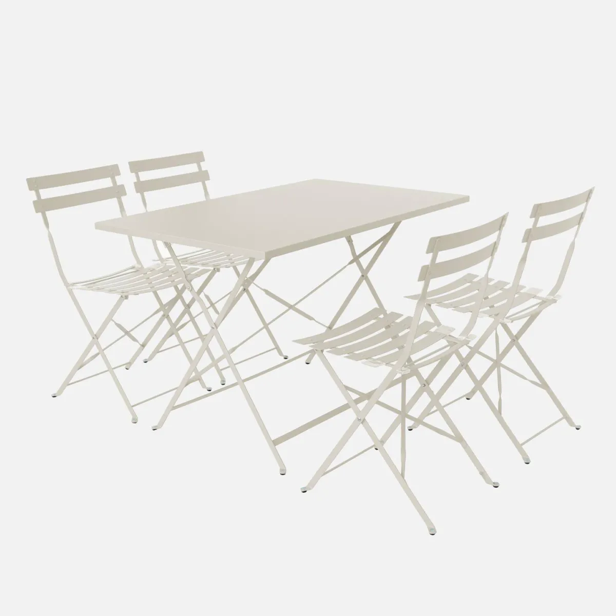 sweeek Set tavolo da giardino pieghevole in acciaio con 4 sedie, 110cm