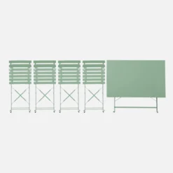 sweeek Set tavolo da giardino pieghevole in acciaio con 4 sedie, 110cm