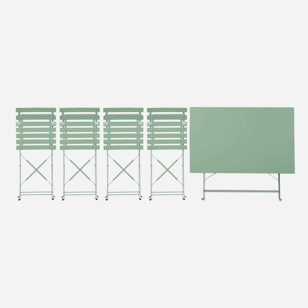sweeek Set tavolo da giardino pieghevole in acciaio con 4 sedie, 110cm