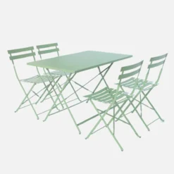 sweeek Set tavolo da giardino pieghevole in acciaio con 4 sedie, 110cm