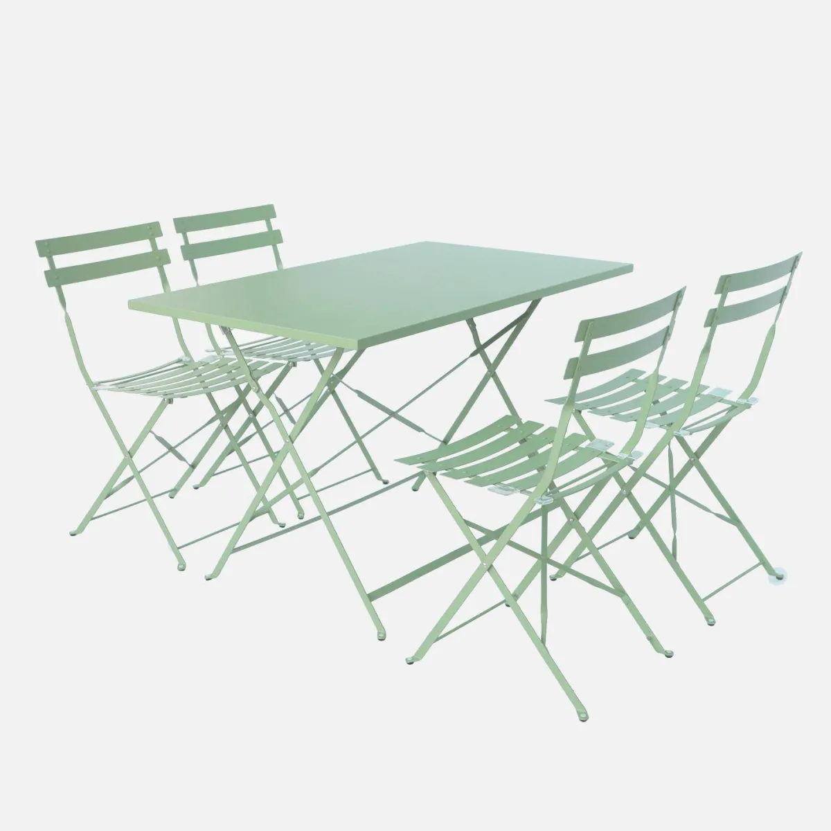 sweeek Set tavolo da giardino pieghevole in acciaio con 4 sedie, 110cm