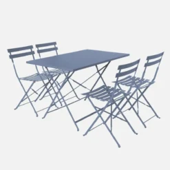 sweeek Set tavolo da giardino pieghevole in acciaio con 4 sedie, 110cm