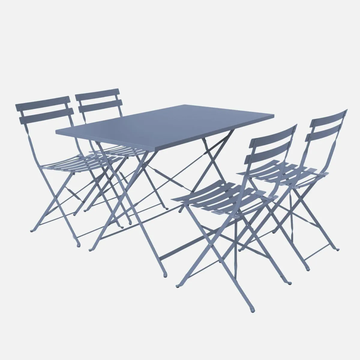 sweeek Set tavolo da giardino pieghevole in acciaio con 4 sedie, 110cm