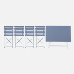 sweeek Set tavolo da giardino pieghevole in acciaio con 4 sedie, 110cm