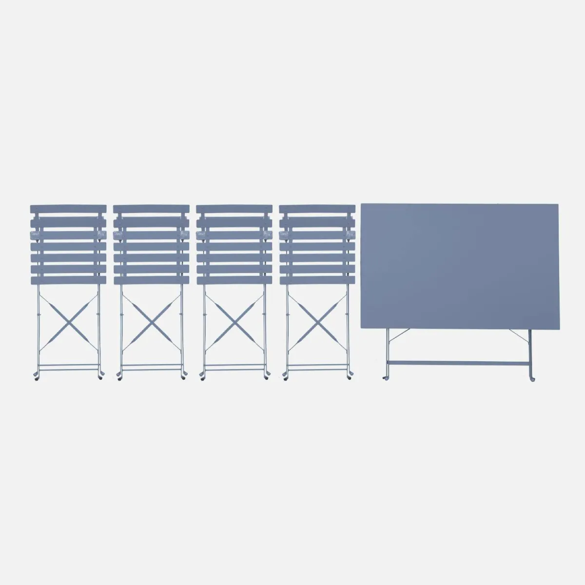 sweeek Set tavolo da giardino pieghevole in acciaio con 4 sedie, 110cm