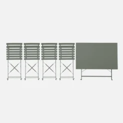 sweeek Set tavolo da giardino pieghevole in acciaio con 4 sedie, 110cm