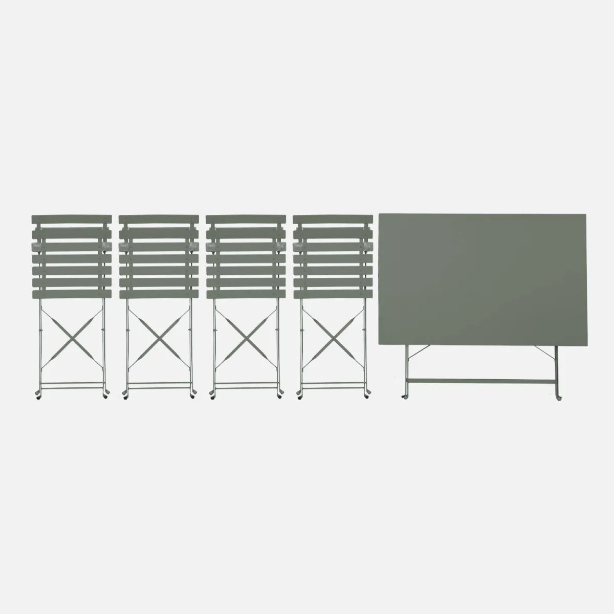 sweeek Set tavolo da giardino pieghevole in acciaio con 4 sedie, 110cm