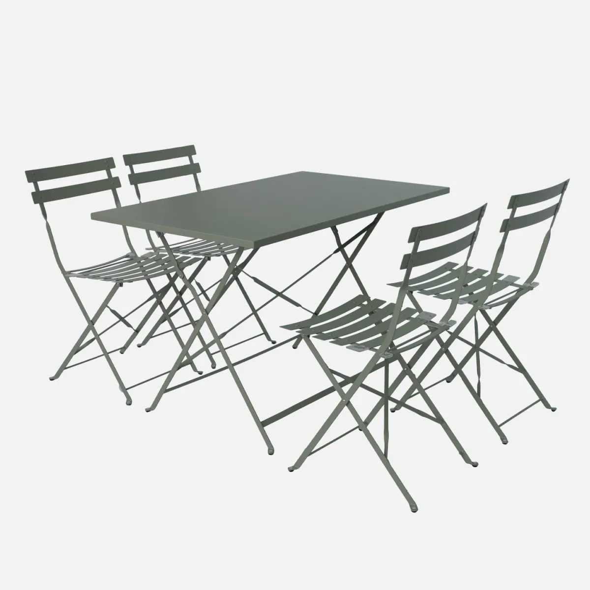 sweeek Set tavolo da giardino pieghevole in acciaio con 4 sedie, 110cm