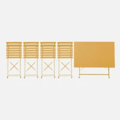 sweeek Set tavolo da giardino pieghevole in acciaio con 4 sedie, 110cm