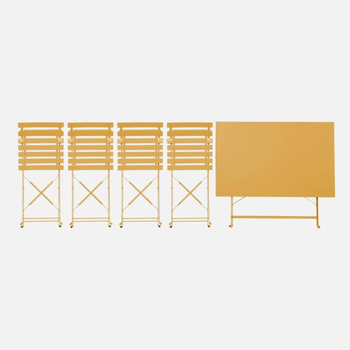 sweeek Set tavolo da giardino pieghevole in acciaio con 4 sedie, 110cm