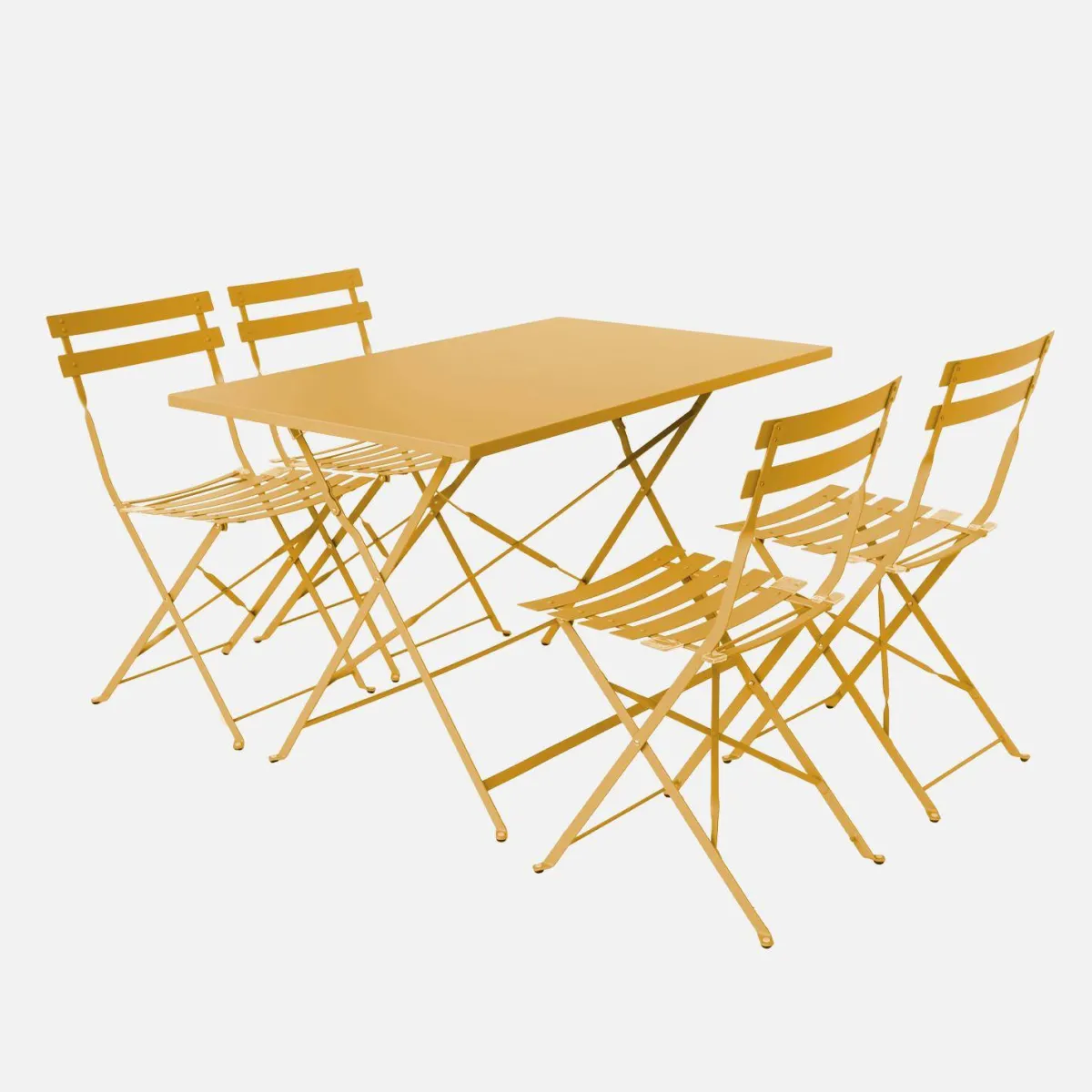 sweeek Set tavolo da giardino pieghevole in acciaio con 4 sedie, 110cm