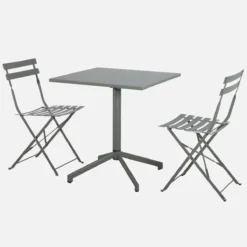 sweeek Set tavolo da giardino pieghevole in metallo con 2 sedie