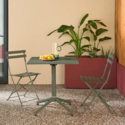 sweeek Set tavolo da giardino pieghevole in metallo con 2 sedie