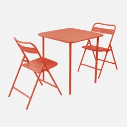 sweeek Set tavolo da giardino pieghevole in acciaio con 2 sedie, 70cm