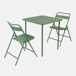 sweeek Set tavolo da giardino pieghevole in acciaio con 2 sedie, 70cm