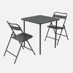 sweeek Set tavolo da giardino pieghevole in acciaio con 2 sedie, 70cm