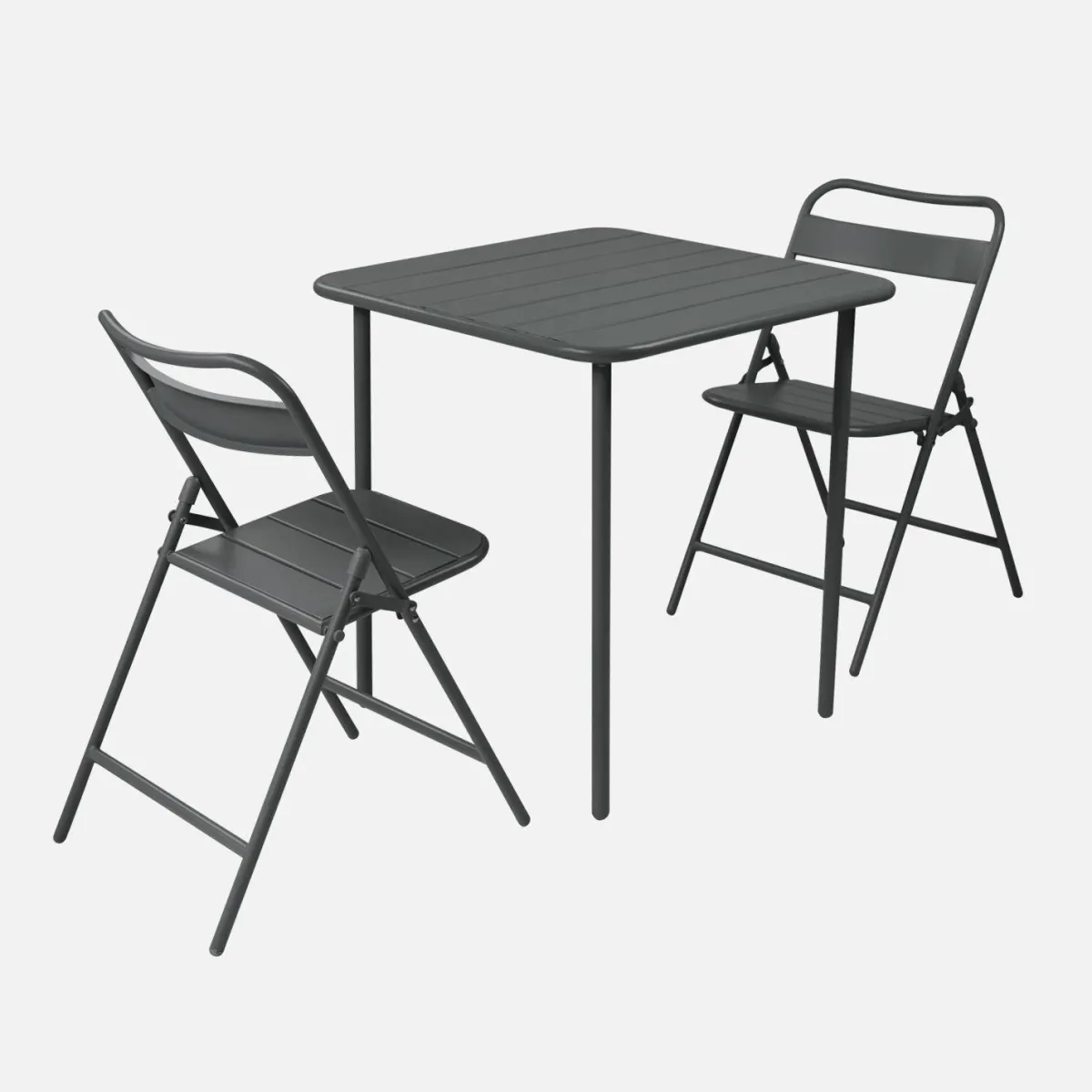 sweeek Set tavolo da giardino pieghevole in acciaio con 2 sedie, 70cm