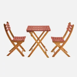 sweeek Set tavolo da giardino pieghevole in legno di acacia con 2 sedie