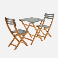 sweeek Set tavolo da giardino pieghevole in legno di acacia con 2 sedie