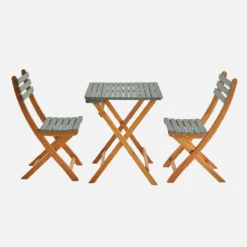 sweeek Set tavolo da giardino pieghevole in legno di acacia con 2 sedie