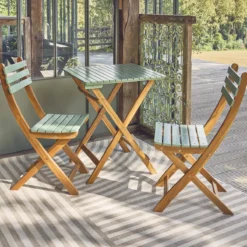 sweeek Set tavolo da giardino pieghevole in legno di acacia con 2 sedie