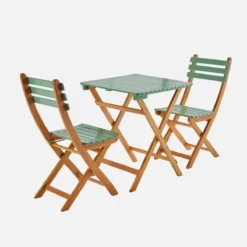 sweeek Set tavolo da giardino pieghevole in legno di acacia con 2 sedie