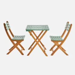 sweeek Set tavolo da giardino pieghevole in legno di acacia con 2 sedie