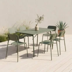 sweeek Set tavolo da giardino pieghevole in metallo con 6 sedie