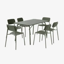 sweeek Set tavolo da giardino pieghevole in metallo con 6 sedie