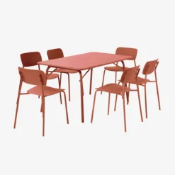 sweeek Set tavolo da giardino pieghevole in metallo con 6 sedie