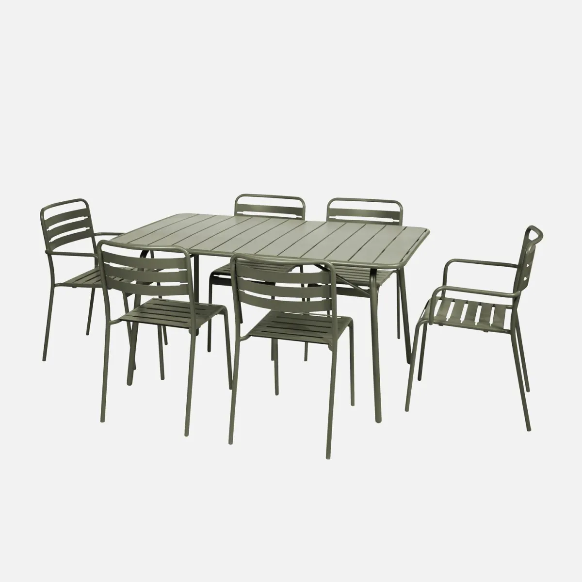 sweeek Set tavolo da giardino pieghevole in acciaio con 2 poltrone e 4 sedie, 140cm