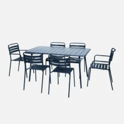 sweeek Set tavolo da giardino pieghevole in acciaio con 2 poltrone e 4 sedie, 140cm