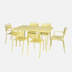 Set tavolo da giardino pieghevole in acciaio con 2 poltrone e 4 sedie, 140cm