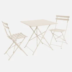 sweeek Set tavolo da giardino pieghevole in acciaio con 2 sedie, 70cm