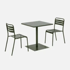 sweeek Set tavolo da giardino quadrato in acciaio con 2 sedie