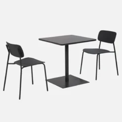 sweeek Set tavolo da giardino quadrato in acciaio con 2 sedie