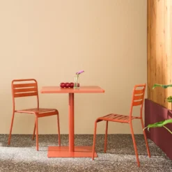 sweeek Set tavolo da giardino quadrato in acciaio con 2 sedie