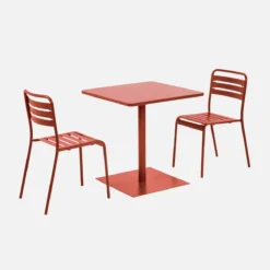 sweeek Set tavolo da giardino quadrato in acciaio con 2 sedie
